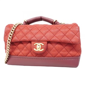 Chanel Matelasse Handbag with Chain Shoulder Strap, Caviar Skin, Red, 2-Way Bag for Women