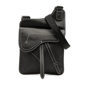 Christian Dior Dior Saddle Bag, Crossbody Shoulder Black Leather, Women's,