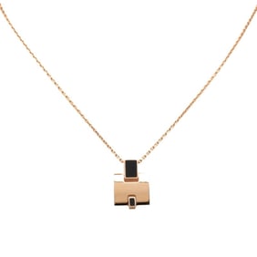 Hermes Eileen Pendant Necklace Gold and Black Plated for Women