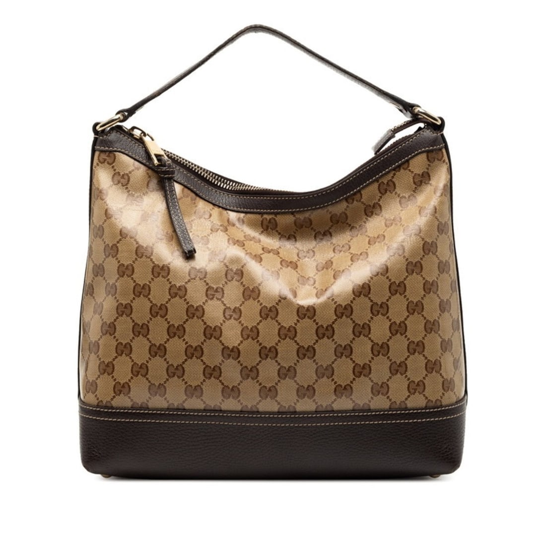 Gucci GG Crystal One-Shoulder Bag Handbag 336650 Beige Brown Leather Women's GUCCI: --- Catalog ---Category: SizeSize (HxWxD): 27cm x 30cm x 12cm / 10.62'' x 11.81'' x 4.72''Category: DesignType: Handbag, Shoulder bagColor: Beige, BrownGender: WomenMaterial: PVC , Leather Category: G