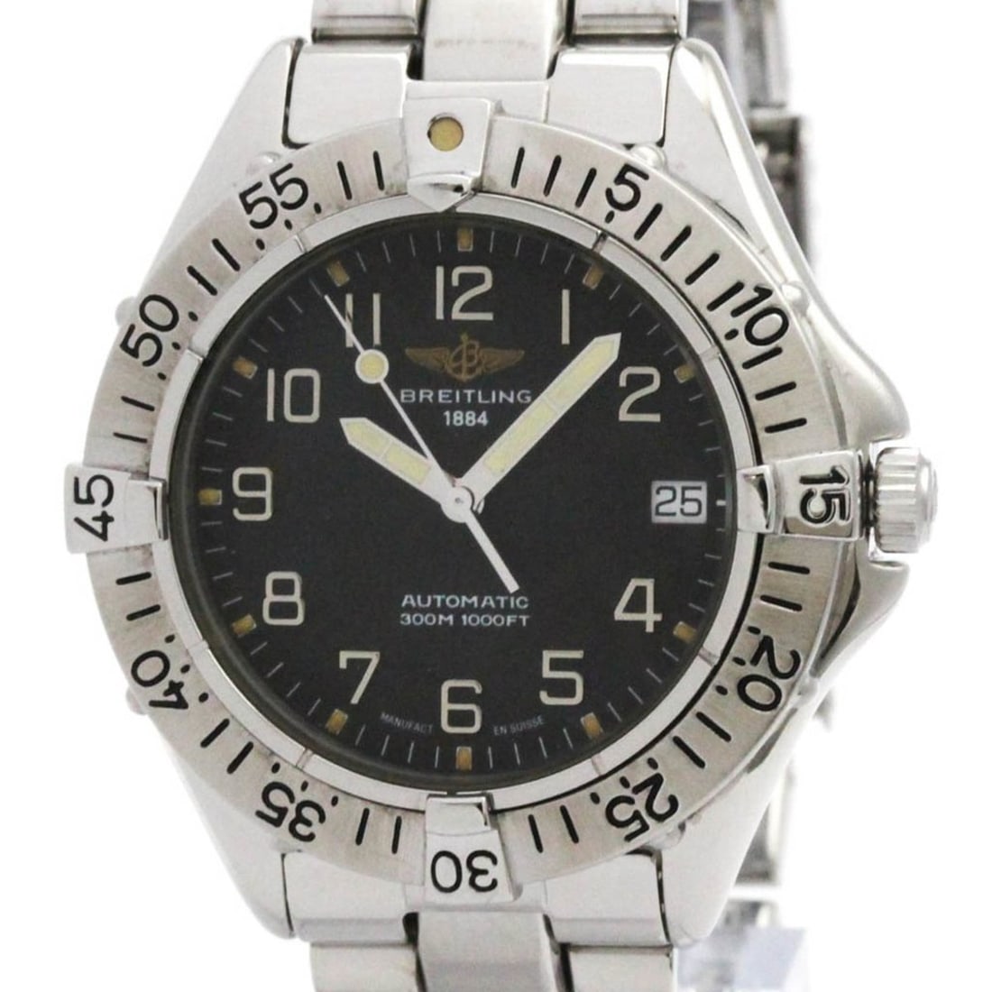 BREITLING Colt Stainless Steel Automatic Mens Watch A17035 Polished: --- Catalog ---Category: SizeCase Diameter: 38mm / 1.5''Category: DesignType: WristwatchStyle: SportGender: MenColor (Dial): BlackMaterial (Band): Stainless steelMaterial (Case): Stainless steelCatego