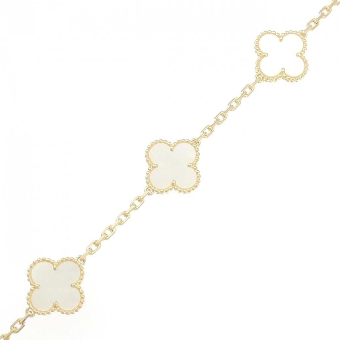 Van Cleef & Arpels Vintage Alhambra 5 Motif Bracelet: --- Catalog ---Category: SizeWidth: 1.48cm / 0.58''Weight: 12.1g / 0.42oz.Total Length: 19cm / 7.48''Category: DesignType: Charm braceletStone: Mother of pearlGender: WomenMaterial: Yellow gold (18K)C