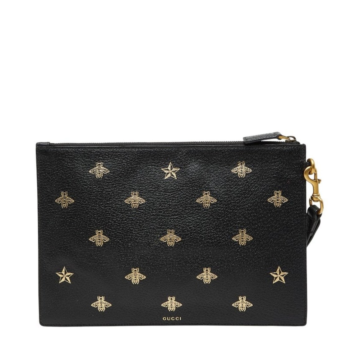 Gucci Beastar Clutch Bag/Second Bag 495066 Black/Gold Leather Women's GUCCI: --- Catalog ---Category: SizeSize (HxWxD): 20.5cm x 30cm x 5.00mm / 8.07'' x 11.81'' x 0.19''Category: DesignType: Clutch bagColor: Black, GoldGender: WomenMaterial: Leather Category: GeneralMPN: 4950