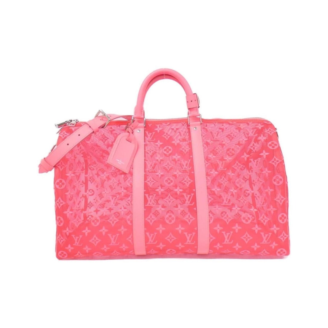 Louis Vuitton Monogram See-Through Keepall Bandouliere 50cm M55267 Boston Bag: --- Catalog ---Category: SizeSize (HxWxD): 29cm x 50cm x 23cm / 11.41'' x 19.68'' x 9.05''Category: DesignType: Boston bagColor: PinkGender: Men,WomenMaterial: Nylon , Leather Hardware Color: SilverLe