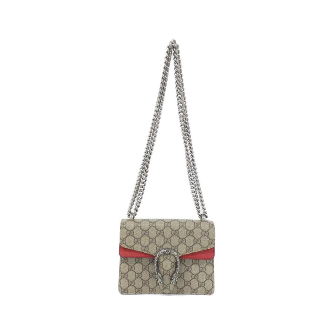 Gucci DIONYSUS 421970 KHNRN Shoulder Bag: --- Catalog ---Category: SizeSize (HxWxD): 15cm x 20cm x 4cm / 5.9'' x 7.87'' x 1.57''Category: DesignType: Shoulder bagColor: Beige, Red colorGender: WomenMaterial: GG Supreme , Suede Hardware Color: