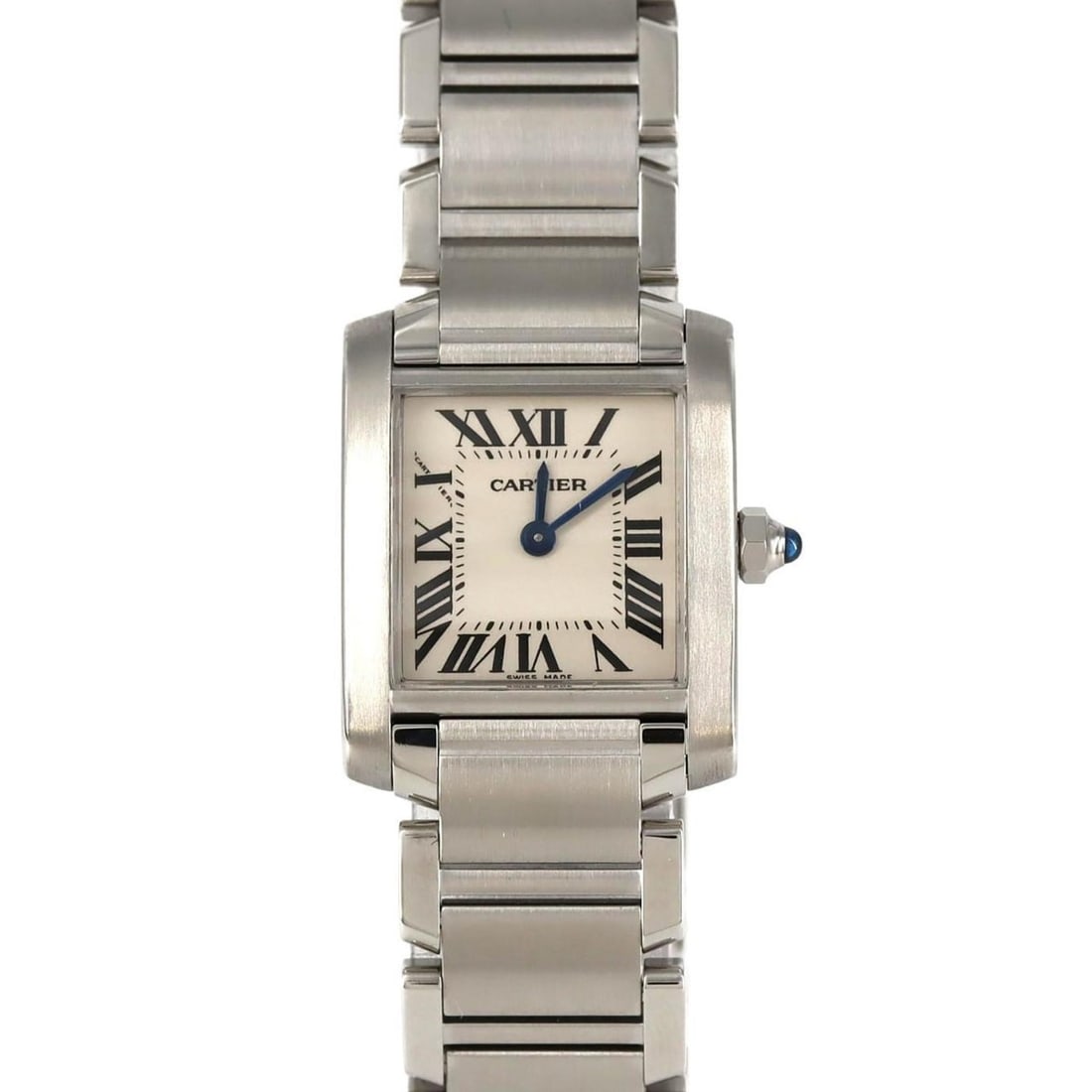 Cartier Tank Française SM W51008Q3 Stainless Steel Quartz: --- Catalog ---Category: SizeWrist Size: 17cm / 6.69''Case Diameter: 20mm / 0.79''Category: DesignType: WristwatchGender: WomenColor (Dial): SilverMaterial (Band): Stainless steelMaterial (Case): Stai