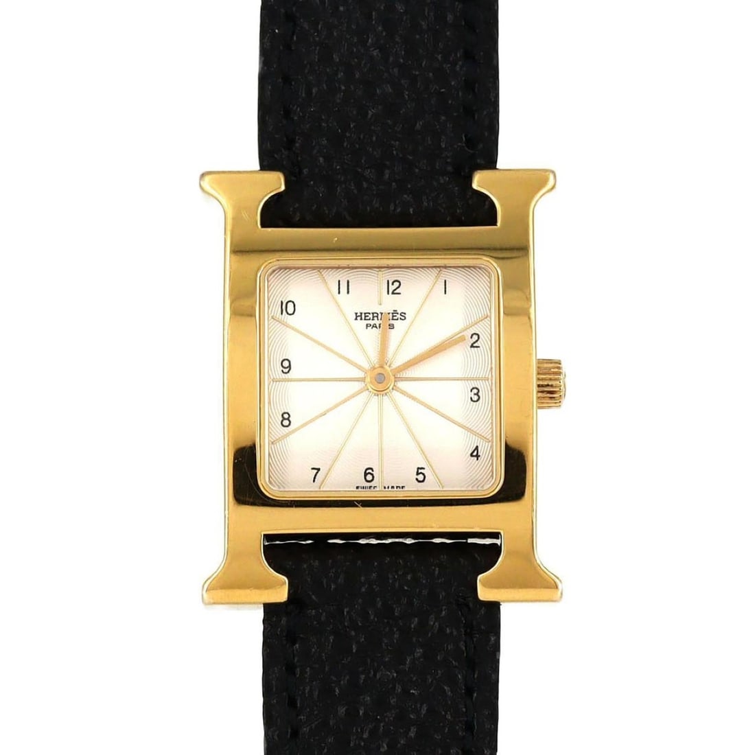 Hermès H Watch GP HH1.201 Quartz Wristwatch: --- Catalog ---Category: SizeCase Diameter: 21mm / 0.83''Category: DesignType: WristwatchGender: WomenColor (Dial): SilverMaterial (Case): Gold platedCategory: GeneralMPN: HH1.201Brand: HermesCategory