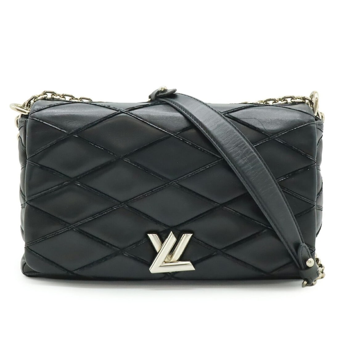 LOUIS VUITTON Maltage GO-14MM Chain Shoulder Bag in Black Leather (Noir) M50298: --- Catalog ---Category: SizeSize (HxWxD): 17cm x 26cm x 9.5cm / 6.69'' x 10.23'' x 3.74''Category: DesignType: Shoulder bagColor: Black, NoirGender: Women,MenMaterial: Leather Category: GeneralMPN: M