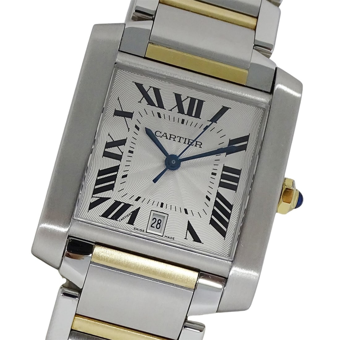 Cartier Tank Française Men's Watch, LM, Date, Automatic, Stainless Steel, Gold, Yellow W51005Q4,: --- Catalog ---Category: SizeWrist Size: 18.5cm / 7.28''Case Diameter: 28mm / 1.1''Category: DesignType: WristwatchGender: MenColor (Dial): IvoryMaterial (Band): Stainless steel, Yellow goldMaterial (