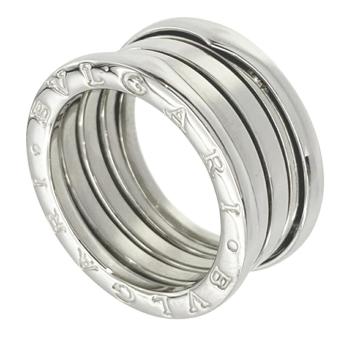BVLGARI B.zero1 4-Band Ring #52 18KWG 9.8g White Gold Women's: --- Catalog ---Category: SizeUS Size: 6.5Brand Size: 52Category: DesignType: Band ringGender: WomenMaterial: White gold (18K)Category: GeneralBrand: Bvlgari--- Item List ---Section: ConditionRanking: