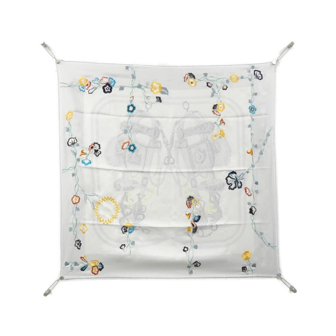 Hermes Hermès BRIDES DE GALA FLEURIES Carre Precieux 501266S Scarf: --- Catalog ---Category: SizeSize (LxW): 90cm x 90cm / 35.43'' x 35.43''Category: DesignType: ScarfColor: GrayGender: Women,MenMaterial: Silk Category: GeneralMPN: 501266SBrand: Hermes--- Item List --