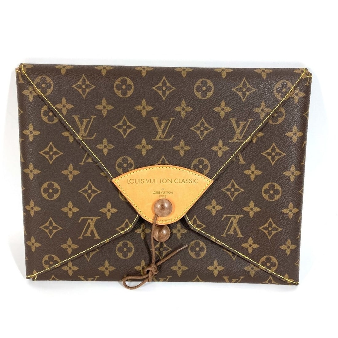 LOUIS VUITTON Unknown Monogram Classic Logo Pouch/Clutch Bag in Canvas, Brown, for Men and Women: --- Catalog ---Category: SizeSize (HxWxD): 23.5cm x 30cm / 9.25'' x 11.81''Category: DesignType: Clutch bagColor: BrownStyle: ClassicGender: Men,Women,UnisexMaterial: Monogram Category: GeneralLine: M