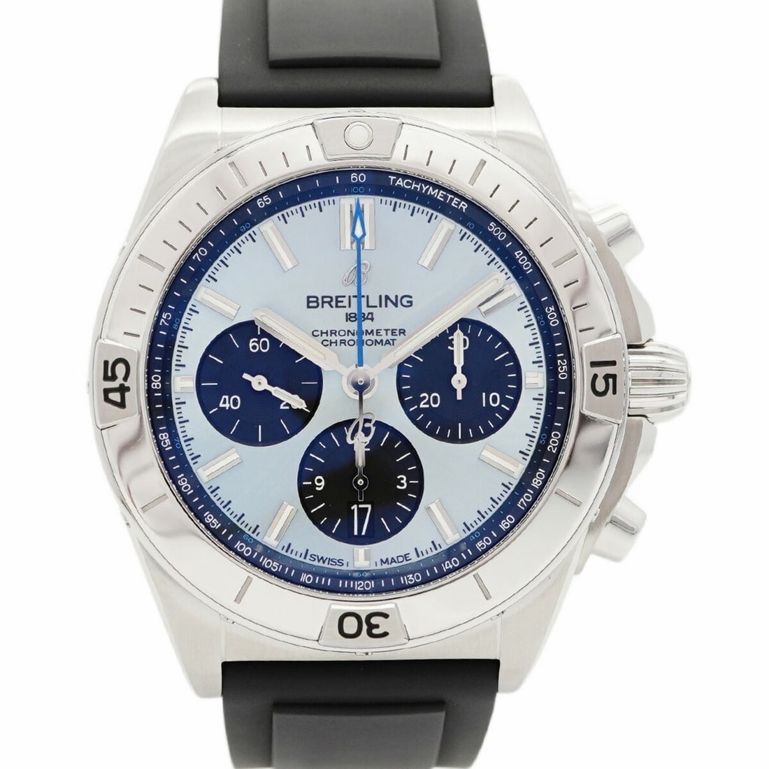 Breitling Chronomat PB0134 Blue Dial Men's Watch: --- Catalog ---Category: SizeWrist Size: 20.5cm / 8.07''Case Diameter: 42.5mm / 1.67''Category: DesignType: WristwatchGender: MenColor (Dial): BlueMaterial (Band): RubberCategory: GeneralMPN: PB0134Br