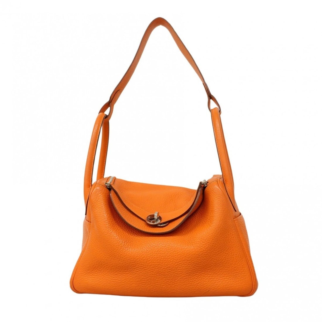 Hermes Hermès Lindy 30 Handbag, Taurillon Clemence Leather, Orange, ?Q Stamp, 2-Way Bag for Women: --- Catalog ---Category: SizeSize (HxWxD): 20cm x 30cm x 15.5cm / 7.87'' x 11.81'' x 6.1''Category: DesignType: HandbagColor: OrangeGender: WomenMaterial: Taurillon clemence leather Hardware Color: Si