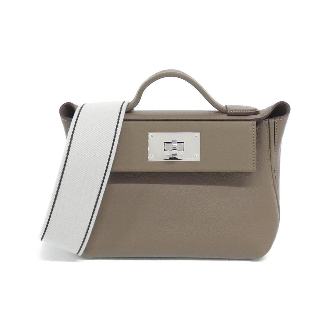 Hermes Hermès Vingt Quatre Mini Handbag 082153CK: --- Catalog ---Category: SizeSize (HxWxD): 15cm x 21cm x 11cm / 5.9'' x 8.26'' x 4.33''Category: DesignType: HandbagColor: Etoupe grayGender: Men,WomenMaterial: Swift leather , Evercalf leather Catego