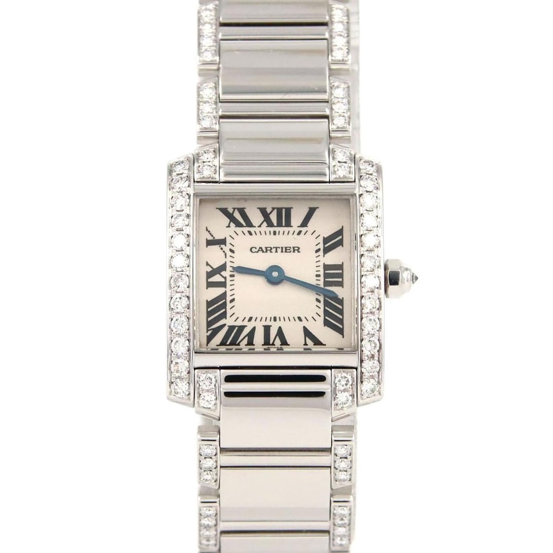 Cartier Tank Française SM WG D Breath Half WE1002SC Quartz Watch: --- Catalog ---Category: SizeWrist Size: 15.5cm / 6.1''Case Diameter: 20mm / 0.79''Category: DesignType: WristwatchGender: WomenColor (Dial): SilverMaterial (Band): White goldMaterial (Case): White go