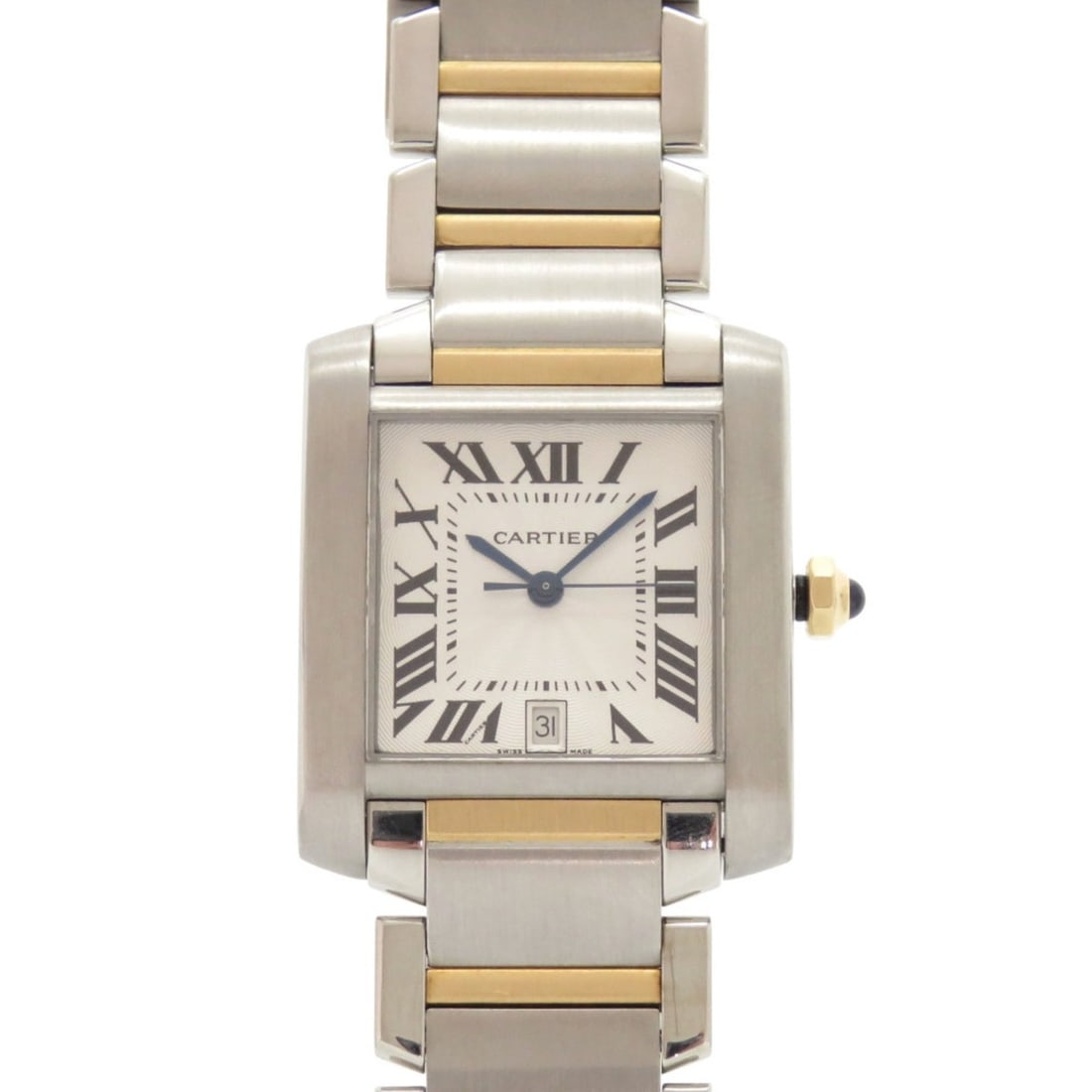 Excellent condition Cartier Tank Française LM two-tone watch W51005Q4 stainless steel 18K yellow: --- Catalog ---Category: SizeWrist Size: 17cm - 19cm / 6.69'' - 7.48''Case Diameter: 28mm / 1.1''Category: DesignType: WristwatchGender: MenMaterial (Band): Stainless steel, Yellow gold (18K)Material