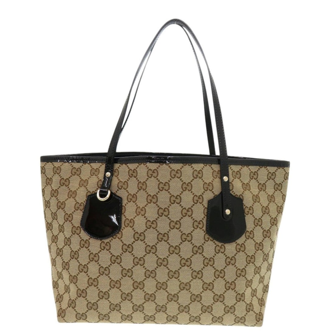 Excellent condition Gucci 211976 GG canvas beige/black tote bag, black, 1027: --- Catalog ---Category: SizeSize (HxWxD): 23cm x 38.5cm x 13cm / 9.05'' x 15.15'' x 5.11''Category: DesignType: Tote bagColor: Beige, BlackGender: WomenMaterial: GG canvas Category: GeneralMPN: 21197