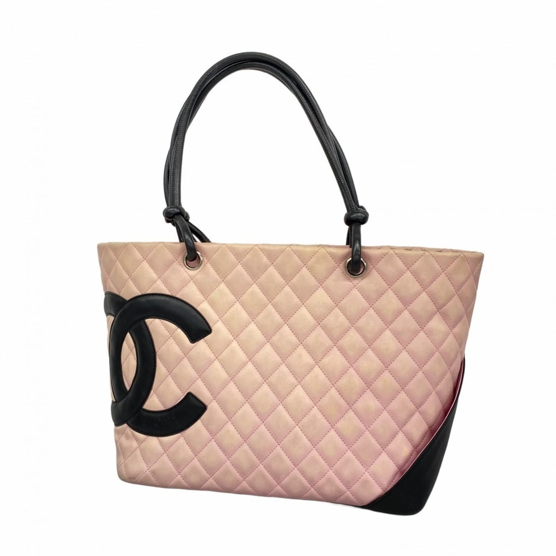 Chanel Cambon Tote Bag, Lambskin, Pink, Black, Women's: --- Catalog ---Category: SizeSize (HxWxD): 24cm x 30cm x 14.5cm / 9.44'' x 11.81'' x 5.7''Category: DesignType: Tote bagColor: Black, PinkGender: WomenMaterial: Leather Leather/Fur Type: LambskinCateg