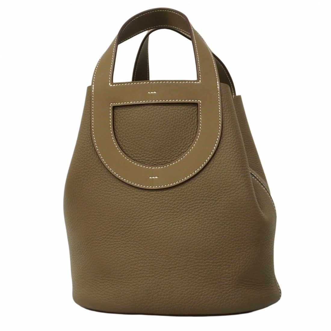Hermes Hermès In the Loop 23 Handbag, Taurillon Clemence Etoupe, Double Stamped, Women's: --- Catalog ---Category: SizeSize (HxWxD): 24.5cm x 23cm x 15cm / 9.64'' x 9.05'' x 5.9''Category: DesignType: HandbagColor: Etoupe grayGender: WomenMaterial: Taurillon clemence leather Hardware Color