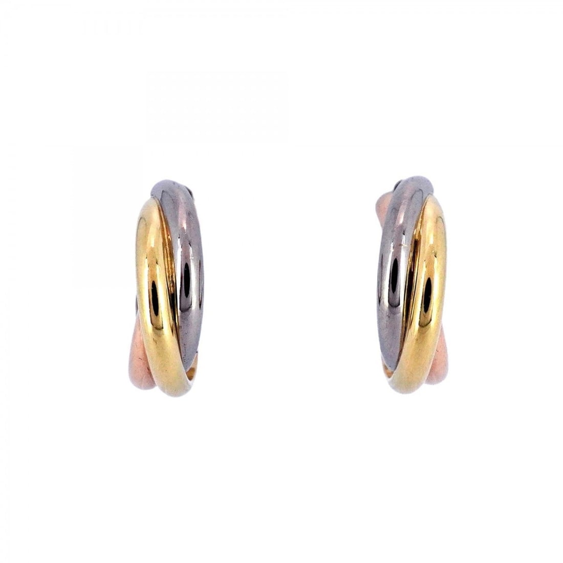 Cartier Trinity Earrings in 18K Yellow Gold, 18KWG White and 18KPG Pink Gold for Women: --- Catalog ---Category: SizeSize (HxWxD): 12.90mm x 4.30mm / 0.51'' x 0.17''Category: DesignType: Stud earringsGender: WomenMaterial: Pink gold (18K), White gold (18K), Yellow gold (18K)Category: Gen
