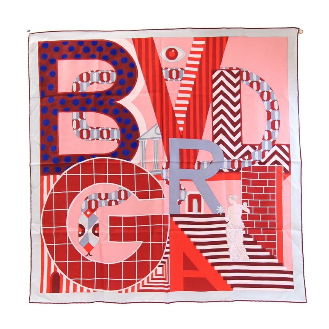 BVLGARI Scarf, Gray/Red, 100% Silk, Large Stole, Women's: --- Catalog ---Category: SizeSize (LxW): 88cm x 90cm / 34.64'' x 35.43''Category: DesignType: ScarfColor: Gray, Red colorGender: WomenMaterial: Silk Category: GeneralBrand: BvlgariCountry of Origin: I