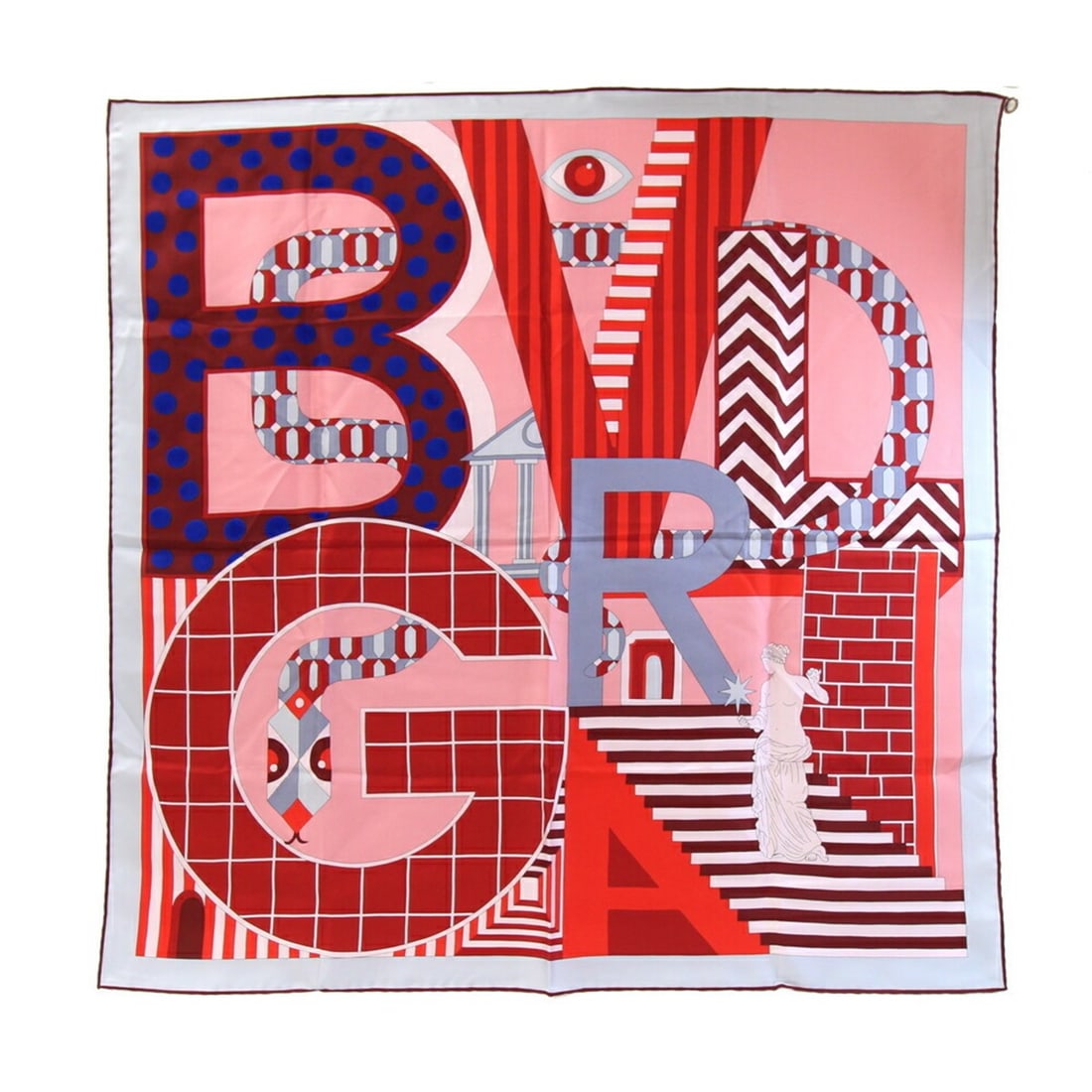 BVLGARI Scarf, Gray/Red, 100% Silk, Large Stole, Women's: --- Catalog ---Category: SizeSize (LxW): 88cm x 89cm / 34.64'' x 35.03''Category: DesignType: ScarfColor: Gray, Red colorGender: WomenMaterial: Silk Category: GeneralBrand: BvlgariCountry of Origin: I