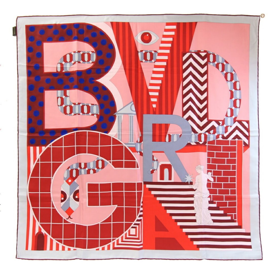 BVLGARI Scarf, Gray/Red, 100% Silk, Large Stole, Women's: --- Catalog ---Category: SizeSize (LxW): 89cm x 89cm / 35.03'' x 35.03''Category: DesignType: ScarfColor: Gray, Red colorGender: WomenMaterial: Silk Category: GeneralBrand: BvlgariCountry of Origin: I