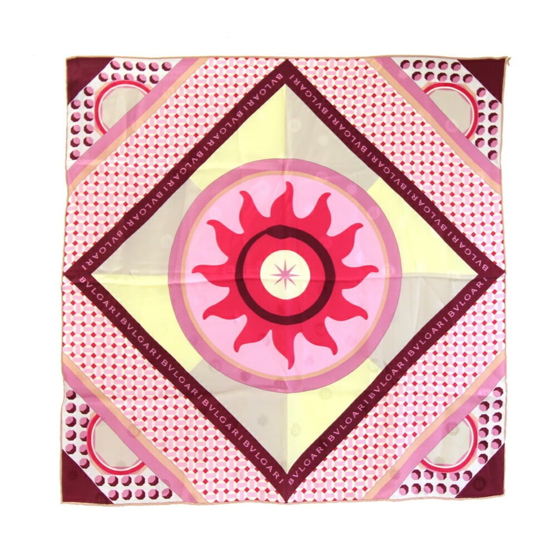 BVLGARI Scarf, Pink, 100% Silk, Large, Women's,: --- Catalog ---Category: SizeSize (LxW): 66cm x 66cm / 25.98'' x 25.98''Category: DesignType: ScarfColor: PinkGender: WomenMaterial: Silk Category: GeneralBrand: BvlgariCountry of Origin: Italy--- Ite