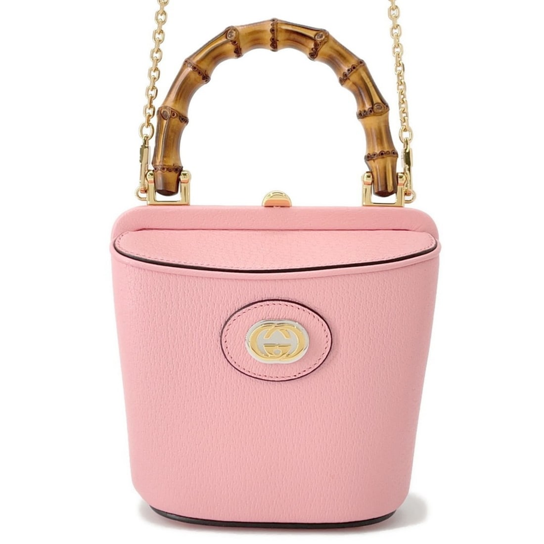 Gucci Bamboo Mini Bucket Handbag 616436 GUCCI 2-way: --- Catalog ---Category: SizeSize (HxWxD): 16cm x 14cm x 6cm / 6.29'' x 5.51'' x 2.36''Category: DesignType: HandbagColor: PinkGender: WomenMaterial: Leather Hardware Color: GoldCategory: GeneralMPN: