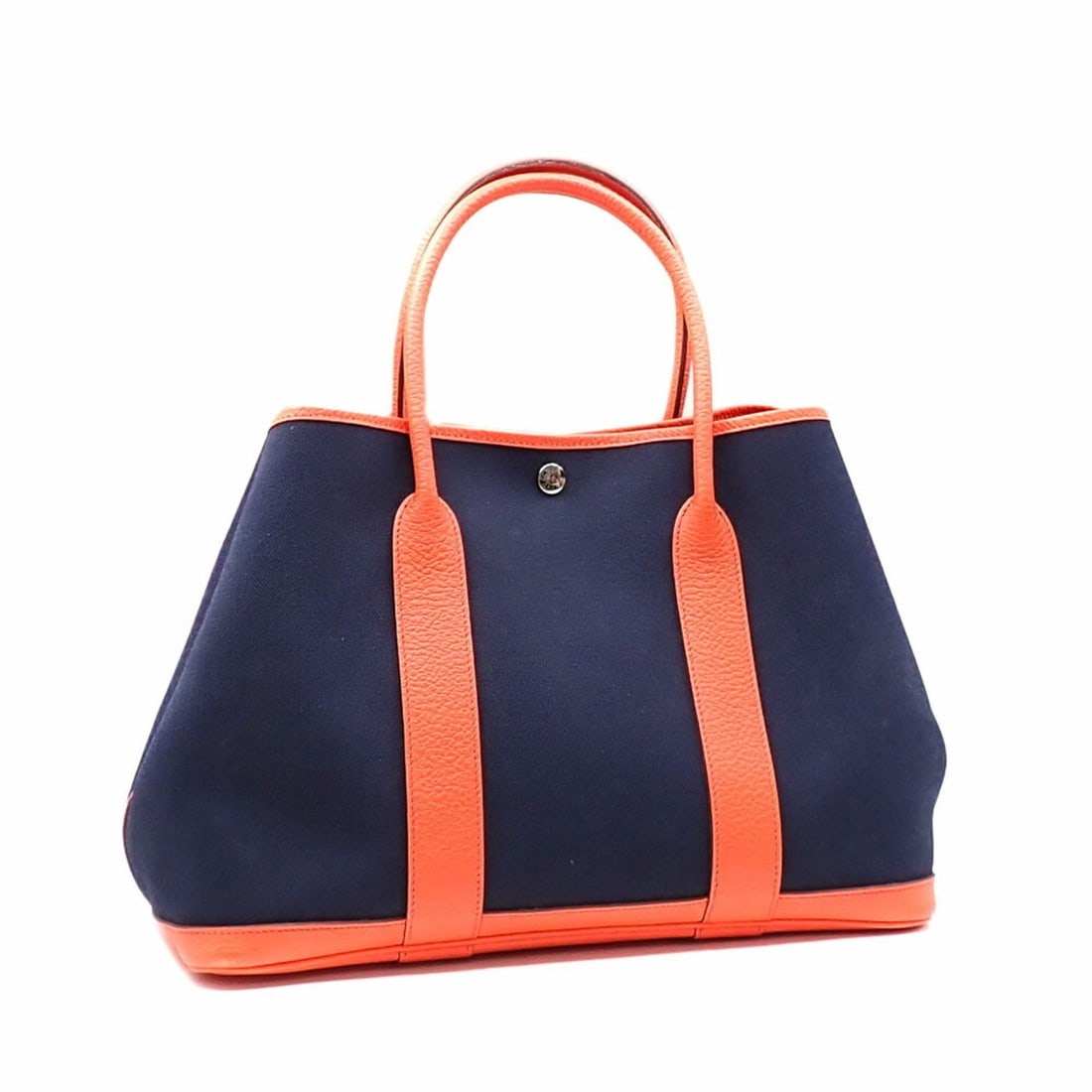 Hermes Hermès Garden PM Tote Bag, Women's, Navy, Orange, Negonda, Toile Militaire, X Stamp, Made in: --- Catalog ---Category: SizeSize (HxWxD): 25cm x 36cm x 18cm / 9.84'' x 14.17'' x 7.08''Category: DesignType: Tote bagColor: Navy, OrangeGender: WomenMaterial: Negonda leather Category: GeneralBrand: