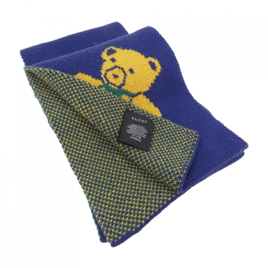 Gucci 4377804G206 scarf: --- Catalog ---Category: SizeSize (LxW): 2.22m x 16.5cm / 87.4'' x 6.49''Category: DesignType: StoleColor: Blue, YellowGender: MenCategory: GeneralMPN: 4377804G206Brand: Gucci--- Item List ---Section: