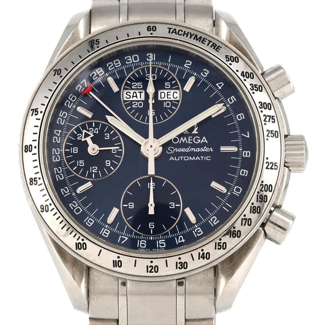 Omega Speedmaster Day Date 3523.80 Stainless Steel Automatic Watch: --- Catalog ---Category: SizeWrist Size: 20cm / 7.87''Case Diameter: 39mm / 1.54''Category: DesignType: WristwatchGender: MenColor (Dial): BlueMaterial (Band): Stainless steelMaterial (Case): Stainles