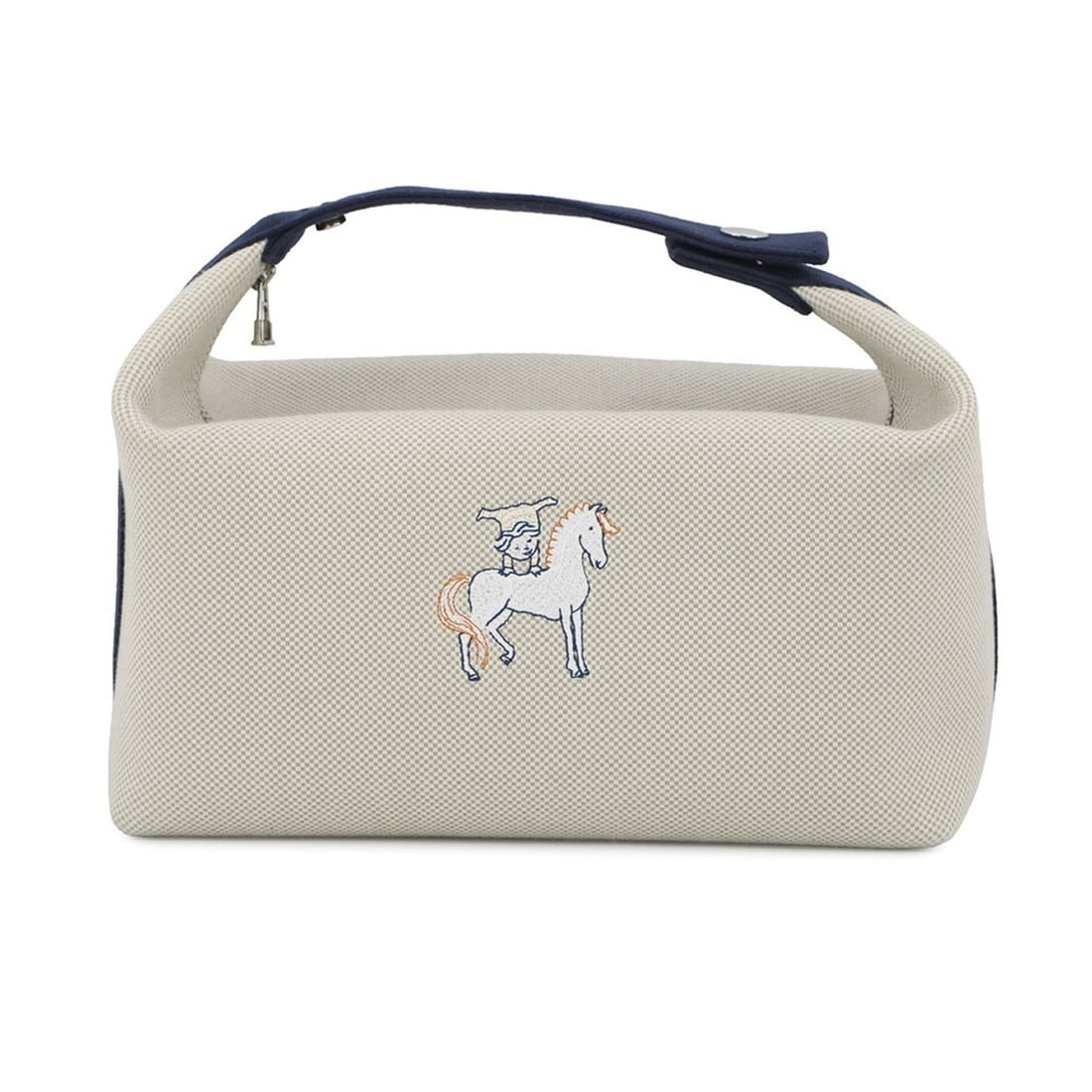 Hermes Hermès Bride à Black GM Cabriole Pouch in Gris Pale Canvas: --- Catalog ---Category: SizeSize (HxWxD): 19cm x 25cm x 15cm / 7.48'' x 9.84'' x 5.9''Category: DesignType: PouchGender: WomenMaterial: Canvas Hardware Color: SilverCategory: GeneralBrand: HermesCoun