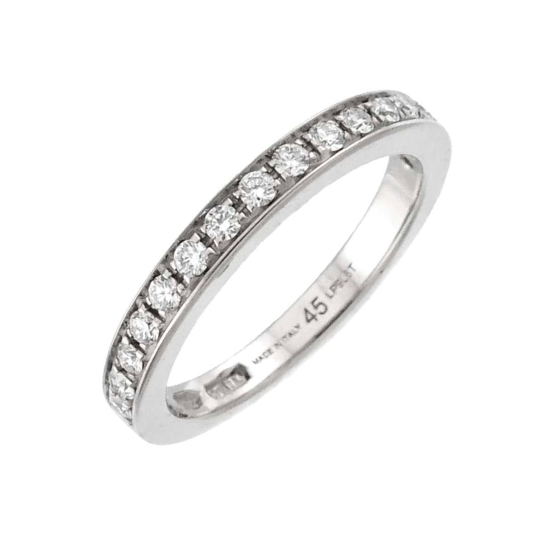 BVLGARI Dedicata a Venezia #45 Ring with Half Diamond in Platinum: --- Catalog ---Category: SizeJP Size: 5US Size: 3.5Category: DesignType: Band ringColor: PlatinumGender: WomenMaterial: Platinum 950Category: GeneralBrand: Bvlgari--- Item List ---Section: ConditionRa