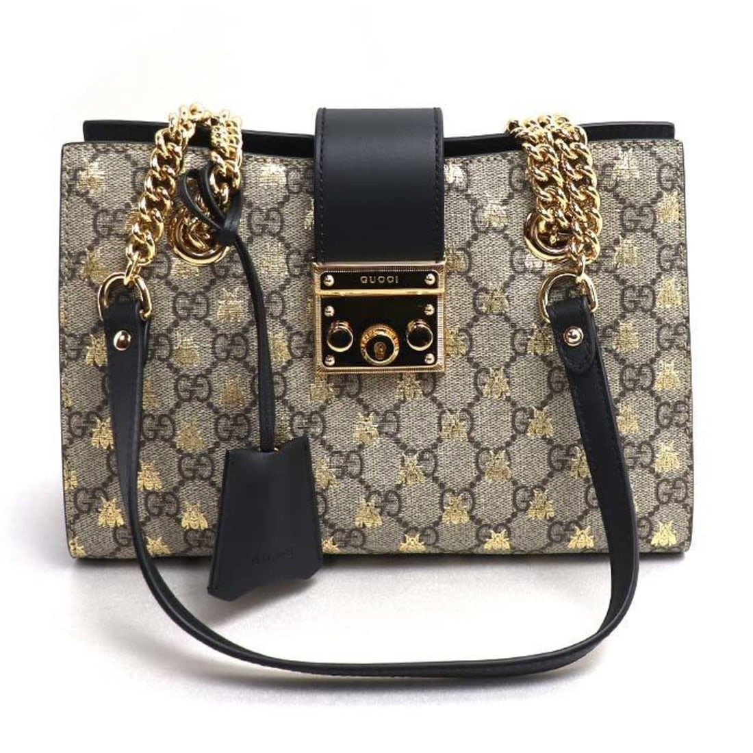 GUCCI Padlock GG Small Bee Print Shoulder Bag 498156 Women's: --- Catalog ---Category: SizeSize (HxWxD): 18cm x 24cm x 9cm / 7.08'' x 9.44'' x 3.54''Category: DesignType: Shoulder bagColor: BeigeGender: WomenMaterial: GG Supreme , Leather Category: GeneralMPN: 4