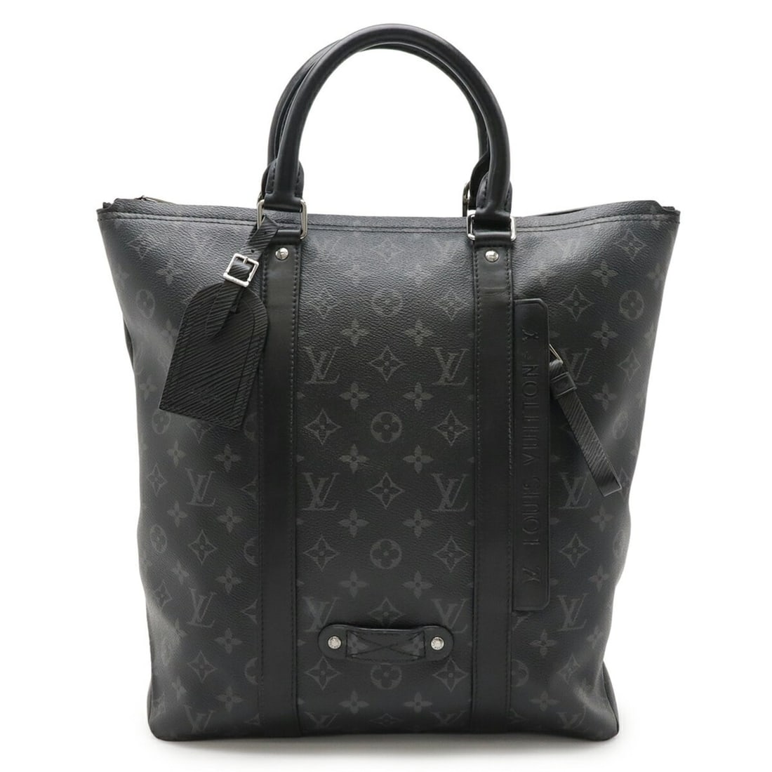 LOUIS VUITTON Monogram Eclipse Tote Backpack M45221: --- Catalog ---Category: SizeSize (HxWxD): 37cm x 31cm x 14cm / 14.56'' x 12.2'' x 5.51''Category: DesignType: Backpack, Tote bagColor: Black, GrayGender: Men,WomenMaterial: Monogram Eclipse , Leather