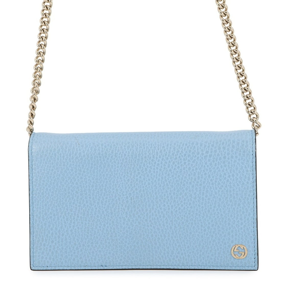 Gucci Chain Wallet Interlocking G 468506 GUCCI: --- Catalog ---Category: SizeSize (HxWxD): 11.5cm x 19cm / 4.52'' x 7.48''Category: DesignType: Chain/Shoulder walletColor: Light blueGender: WomenMaterial: Leather Category: GeneralMPN: 468506Brand: