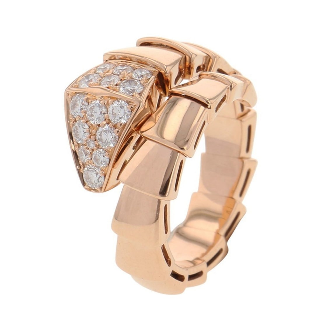 Bvlgari Serpenti Viper Ring, 0.53ct Diamonds, 18K Pink Gold, Size M, 345217: --- Catalog ---Category: SizeJP Size: 11US Size: 6Category: DesignType: Band ringGender: Women,MenMaterial: Pink gold (18K)Category: GeneralBrand: Bvlgari--- Item List ---Section: ConditionRanking: Ra