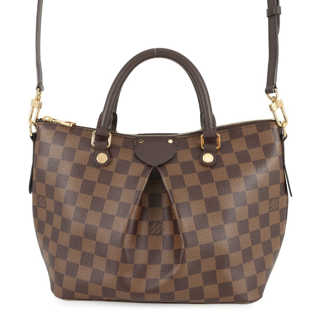 Louis Vuitton Damier Ebene Siena PM Handbag N41545 LOUIS VUITTON 2-way Shoulder Bag: --- Catalog ---Category: SizeSize (HxWxD): 20.5cm x 25.5cm x 12cm / 8.07'' x 10.03'' x 4.72''Category: DesignType: Handbag, Shoulder bagColor: Ebene, Red colorGender: Women,MenMaterial: Damier Canvas