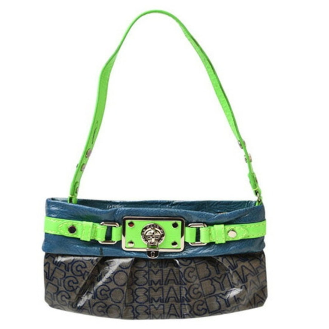 Marc by Marc Jacobs Marc by Jacobs Turnlock Pouch, Neon Color, M382095 (Imperfect): --- Catalog ---Category: SizeSize (HxWxD): 11cm x 23cm x 3cm / 4.33'' x 9.05'' x 1.18''Category: DesignType: Handbag, PouchColor: Dark blue, GreenGender: Men,WomenMaterial: PVC Category: GeneralMPN: M