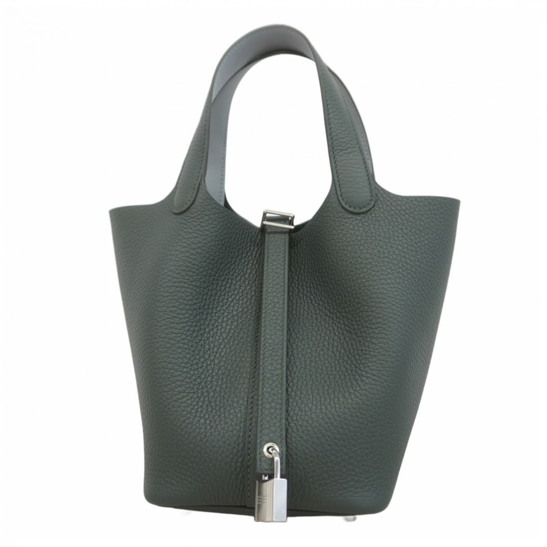 Hermes Hermès Picotin Lock Eclat PM Handbag in Taurillon Clemence Vert Mangrove and Green Pantan: --- Catalog ---Category: SizeSize (HxWxD): 19cm x 13cm x 18cm / 7.48'' x 5.11'' x 7.08''Category: DesignType: HandbagGender: WomenMaterial: Taurillon clemence leather Hardware Color: SilverCategory: G