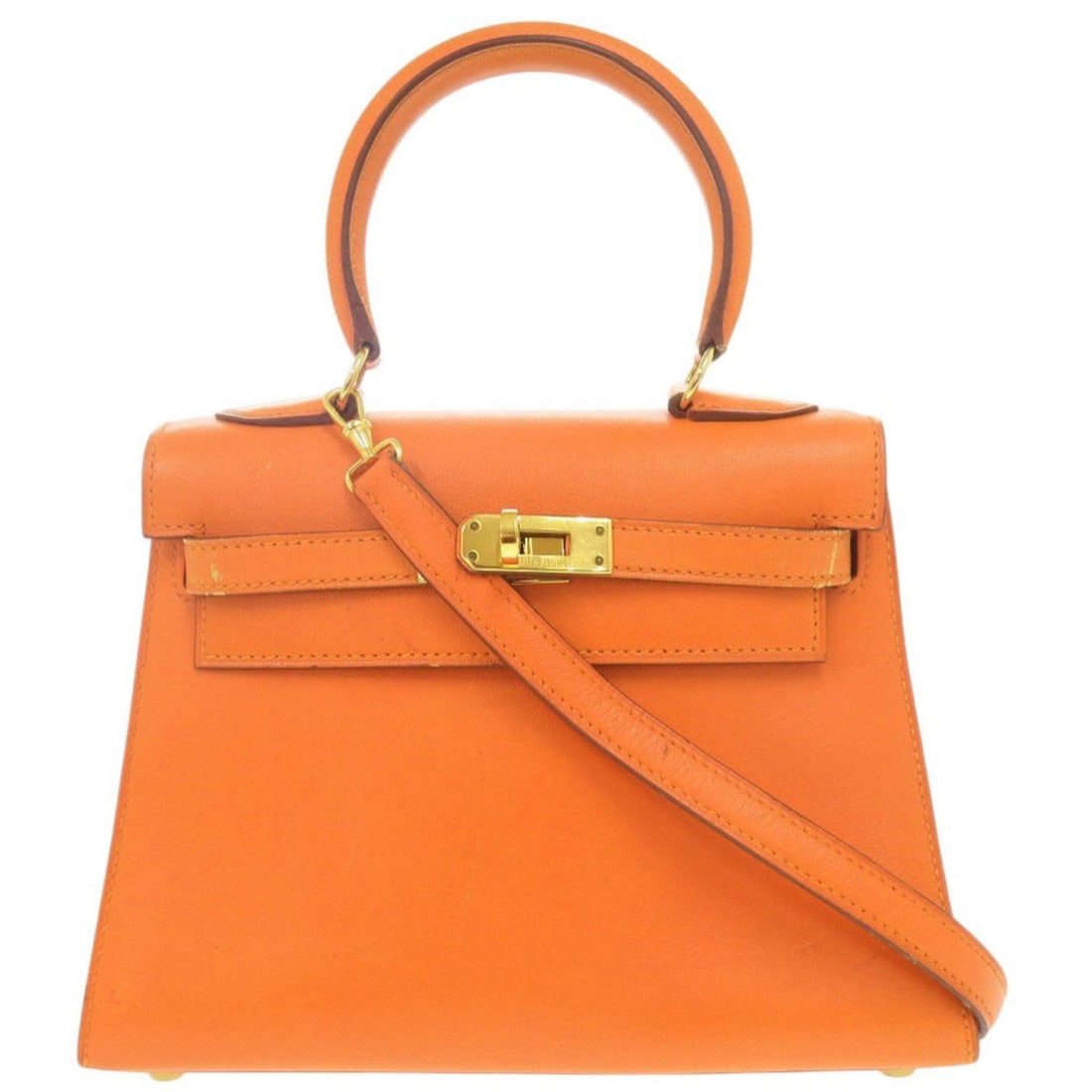 Hermes Hermès Mini Kelly Veau Gulliver Orange Gold Hardware ?Y Stamp (Made in 1995) Handbag 1299: --- Catalog ---Category: SizeSize (HxWxD): 14cm x 20cm x 9cm / 5.51'' x 7.87'' x 3.54''Category: DesignType: HandbagColor: OrangeGender: WomenMaterial: Gulliver leather Category: GeneralBrand: HermesC