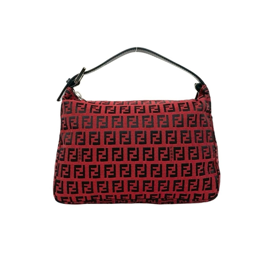 FENDI FF logo canvas and leather handbag/mini tote bag in black red (65853): --- Catalog ---Category: SizeSize (HxWxD): 17cm x 22cm x 10cm / 6.69'' x 8.66'' x 3.93''Category: DesignType: Handbag, Tote bagColor: Black, Red colorGender: WomenMaterial: Canvas , Leather Category: