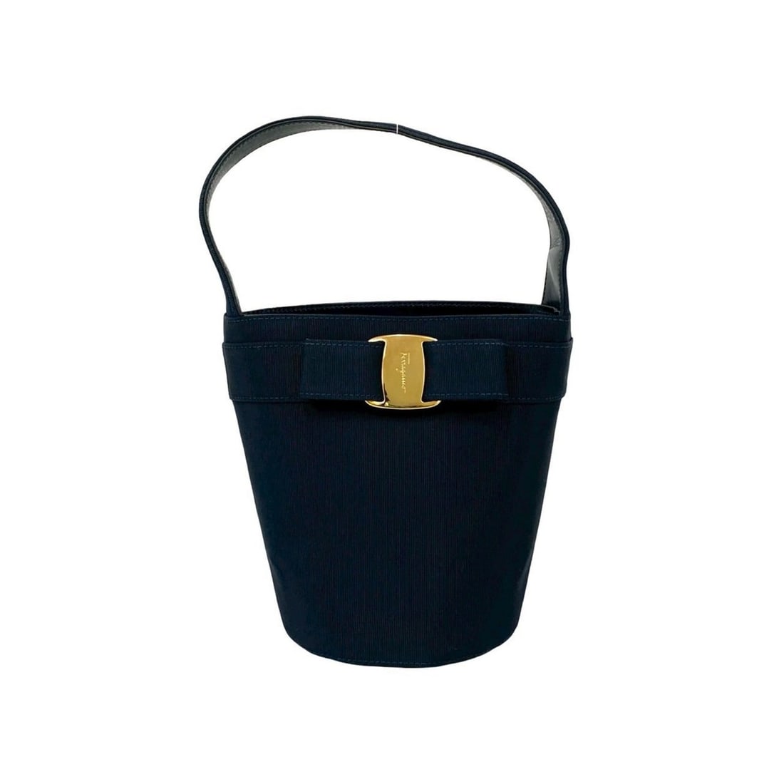 Salvatore Ferragamo Vara Ribbon Logo Canvas and Leather Mini Handbag, Navy, 65564: --- Catalog ---Category: SizeSize (HxWxD): 18cm x 20cm x 12.5cm / 7.08'' x 7.87'' x 4.92''Category: DesignType: HandbagColor: NavyGender: WomenMaterial: Canvas , Leather Category: GeneralBrand: Salvat