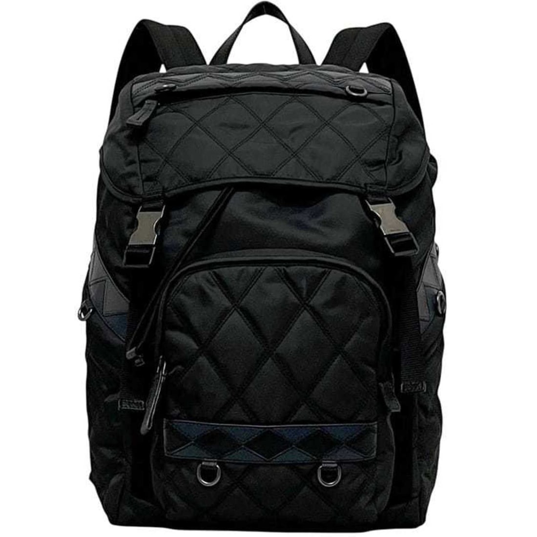 Prada Backpack ec-24859 Black NERO 2VZ135 Quilted Nylon Leather 165 PRADA Flap D-Ring Stitching: --- Catalog ---Category: SizeSize (HxWxD): 43cm x 31.5cm x 14cm / 16.92'' x 12.4'' x 5.51''Strap Length: 44cm - 78.5cm / 17.32'' - 30.9''Category: DesignType: BackpackColor: Black, NeroGender: Men,Wom