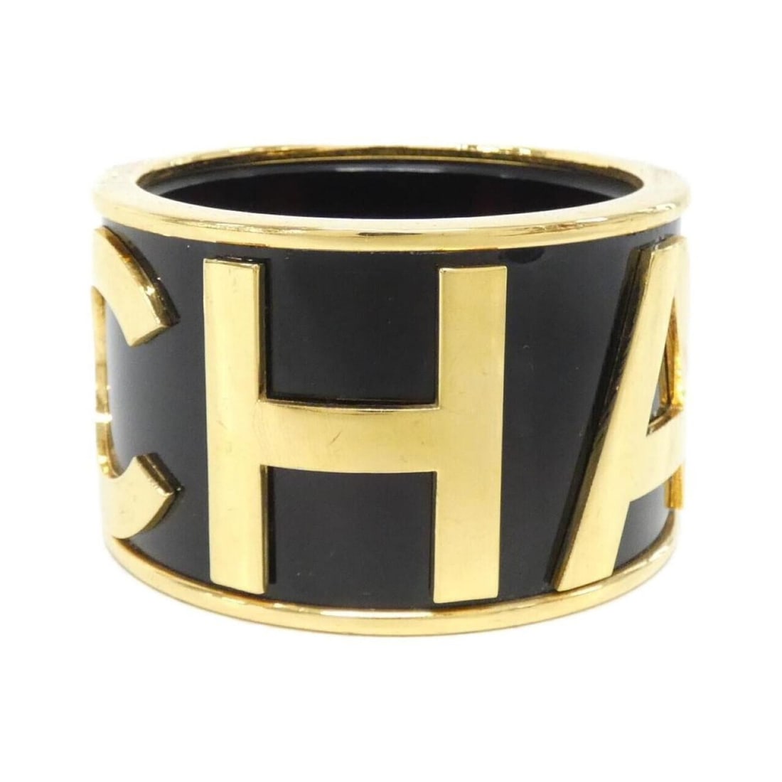 Chanel Bangle: --- Catalog ---Category: SizeLength: 20cm / 7.87''Category: DesignType: BangleColor: Black, GoldGender: WomenCategory: GeneralBrand: Chanel--- Item List ---Section: ConditionRanking: Rank B Used - Tra