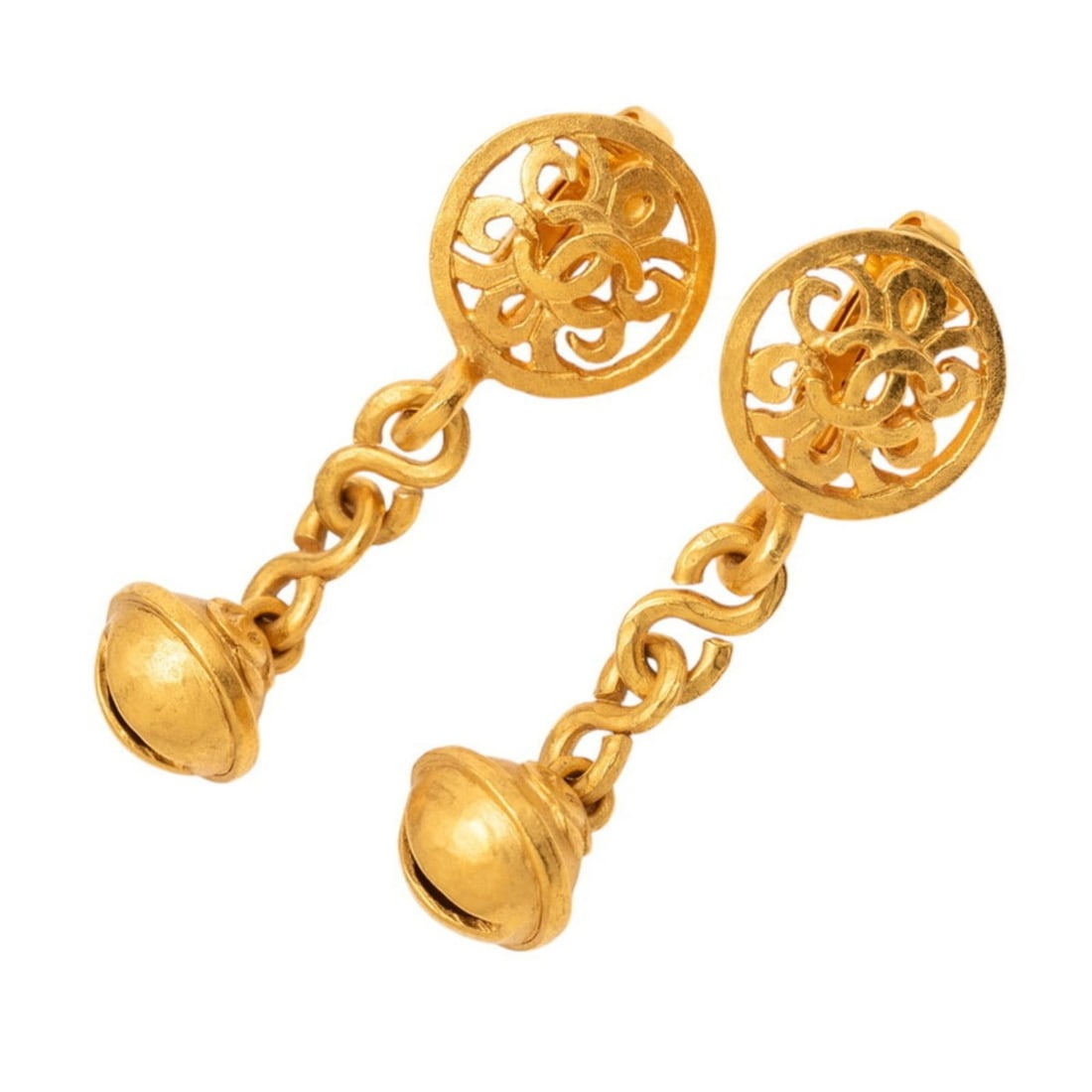 CHANEL Coco Mark Bell Vintage Earrings, Gold Plated, Women's: --- Catalog ---Category: SizeSize (HxWxD): 50.80mm x 17.40mm / 2.00'' x 0.69''Category: DesignType: Clip earringsColor: GoldGender: WomenMaterial: Gold platingCategory: GeneralBrand: Chanel--- Item Li
