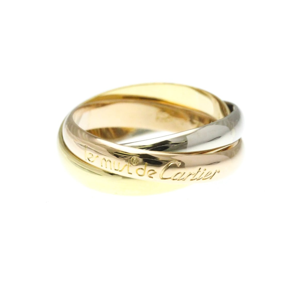 Cartier Trinity Yellow Gold (18K),Pink Gold (18K),White Gold (18K) Fashion No Stone Band Ring Gold: --- Catalog ---Category: SizeWidth: 3.6mm / 0.14''Weight: 7.5g / 0.26oz.JP Size: 11US Size: 5 3/4Brand Size: 51Category: DesignType: Band ringColor: GoldMetal: Gold, White GoldStone: No StoneStyle: Fa