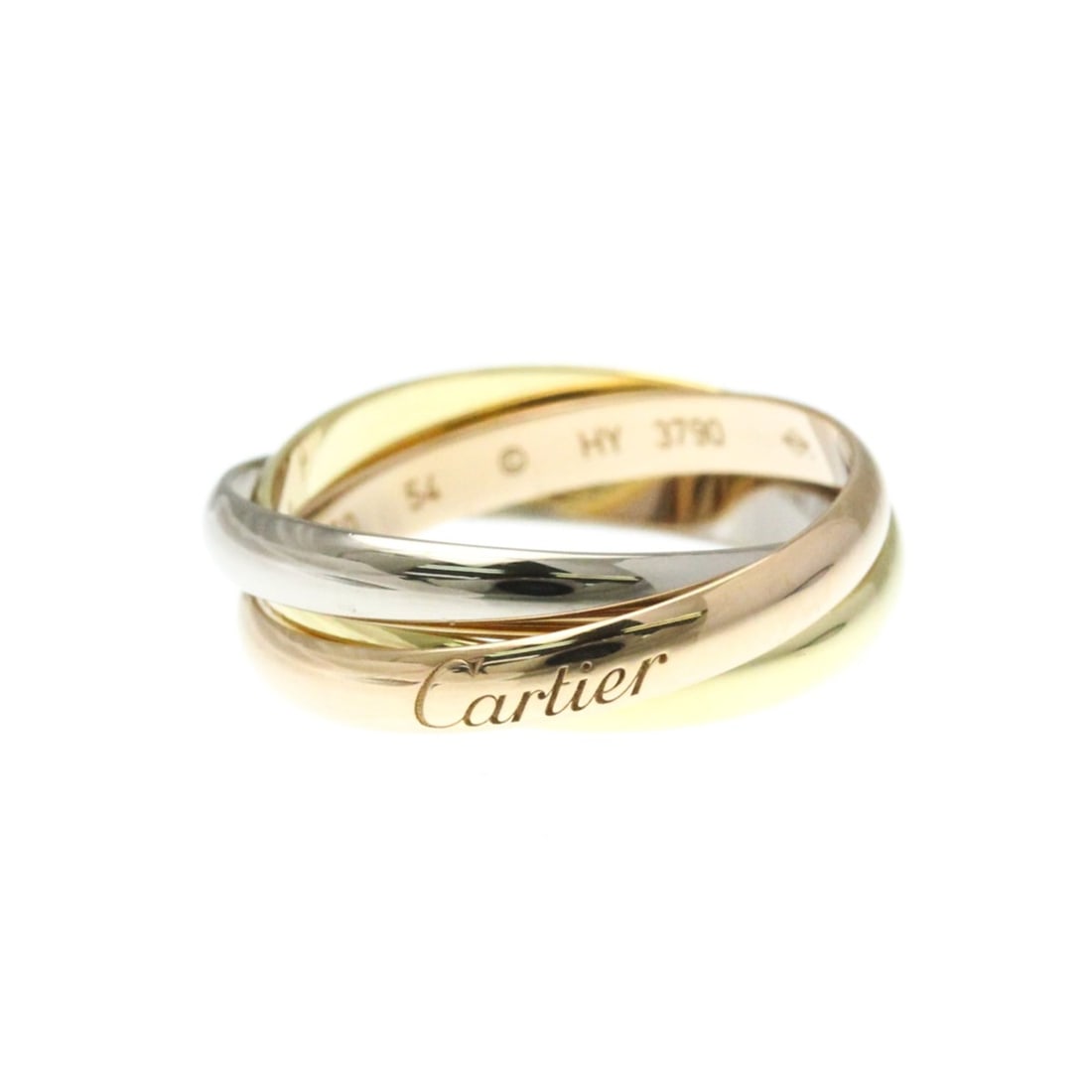 Cartier Trinity Yellow Gold (18K),Pink Gold (18K),White Gold (18K) Fashion No Stone Band Ring Gold: --- Catalog ---Category: SizeWidth: 2.8mm / 0.11''Weight: 5.3g / 0.18oz.JP Size: 14US Size: 6 3/4Brand Size: 54Category: DesignType: Band ringColor: GoldMetal: Gold, White GoldStone: No StoneStyle: Fa